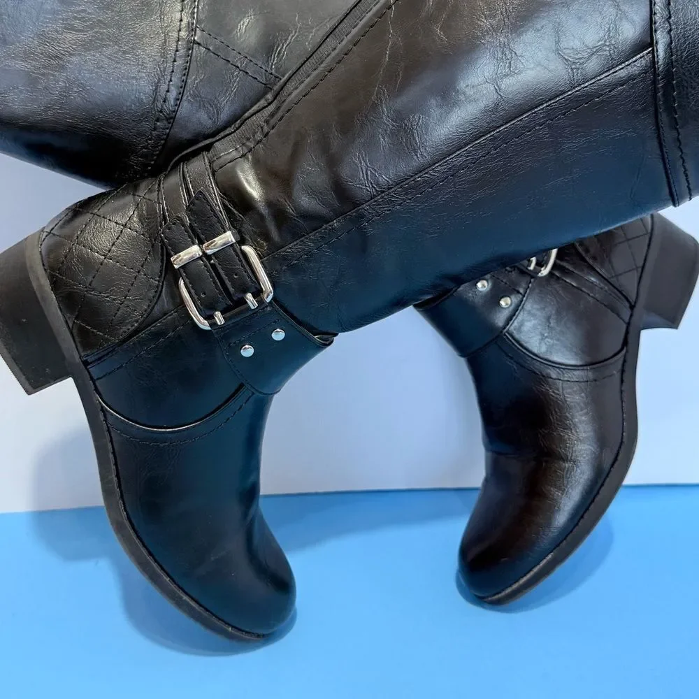 Unisa Women's Black Leather Knee-High Boots Size 6M Style